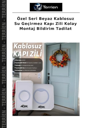 Özel Seri Beyaz Kablosuz Su Geçirmez Kapı Zili Kolay Montaj Bildirim Tadilat