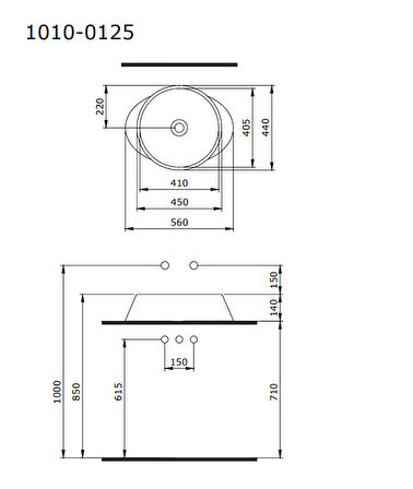 Bocchi Venezia 56 cm Çanak Lavabo Parlak Beyaz 1010-001-0125
