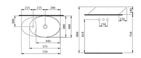 Bocchi Vessel Çanak Lavabo 72 cm Yasemin 1021-007-0126