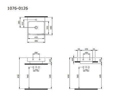 Bocchi Scala Tezgah Üstü Lavabo 48 cm Parlak Beyaz 1076-001-0126
