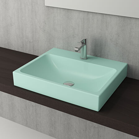 Bocchi Scala Tezgah Üstü Lavabo 60 Cm Mat Mint Yeşil