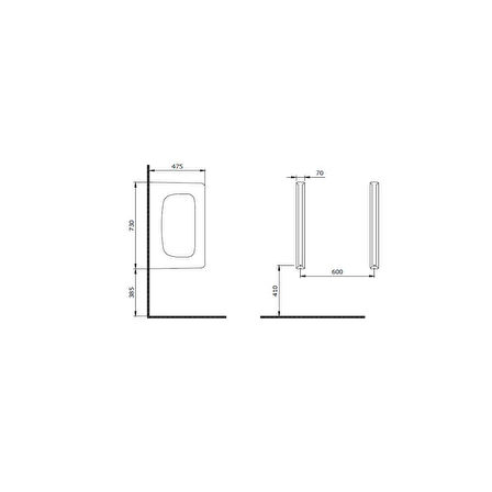 TAORMINA PİSUVAR ARA BÖLME - MAT BEYAZ