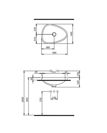 Bocchi Etna Tezgah Üstü Lavabo 58 cm Mat Gri