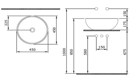 Bocchi Venezia 45 cm Çanak Lavabo Mat Antrasit 1119-020-0125