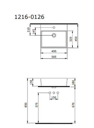 Bocchi Milano Tezgah Üstü Lavabo 50 cm Parlak Siyah 1216-005-0126