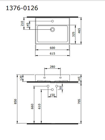 Bocchi Milano Tezgah Üstü Lavabo 60 Cm Parlak Beyaz 1376-001-0126