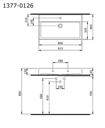 Bocchi Milano Tezgah Üstü Lavabo 80 cm Parlak Siyah 1377-005-0126