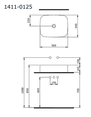 Bocchi New Age Tezgah Üstü Lavabo 55 cm Petrol Mavisi 1411-071-0125