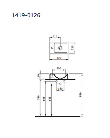 Bocchi Milano Dar Sağ Lavabo Parlak Beyaz 1419-001-0126