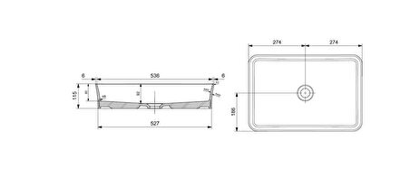 Bocchi Sottile Slim Tezgahüstü Lavabo 55x38 Beyaz 1476-001-0125