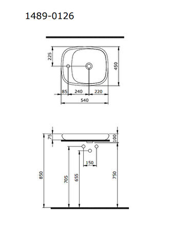 Bocchi Fenice Çanak Lavabo, 54 cm, Parlak Beyaz 1489-001-0126