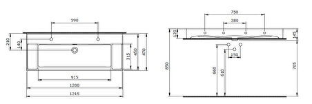 Bocchi Milano Çift Etajerli 120 cm Parlak Beyaz Lavabo 1539-001-0126