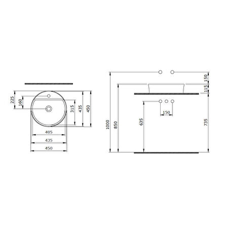 Bocchi Sottile SlimLine 45 cm Batarya Banklı Beyaz Lavabo 1599-061-0126