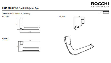 Bocchi Pisa Tuvalet Kağıtlık Açık Krom 3011-0008