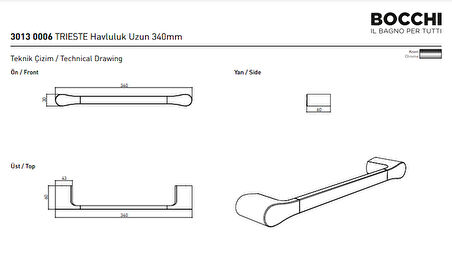 Bocchi Trieste Havluluk Uzun 39 cm Krom 3013-0006