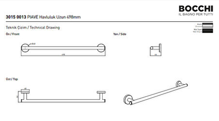 Bocchi Piave Havluluk Uzun 50 cm Krom 3015-0013