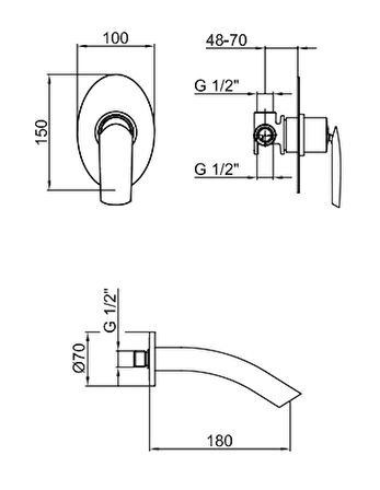 İtalyan Webert-Aria Ankastre Tek Kollu Lavabo Bataryasi Krom-AI830606015