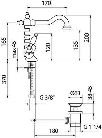 İtalyan Webert - Dorian Lavabo Bataryasi Krom-sifon Kumandali DO700301015