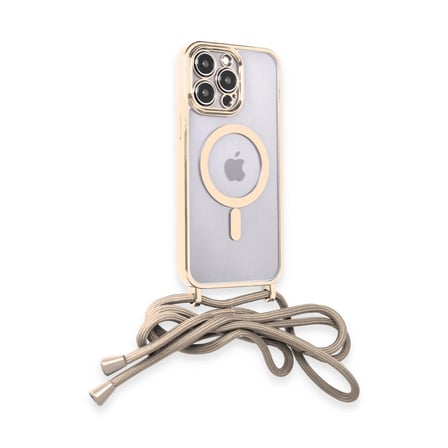 Apple İphone 12 Pro Kılıf Divo Lazer Askılı Magsafe Kapak - Gold iegxx
