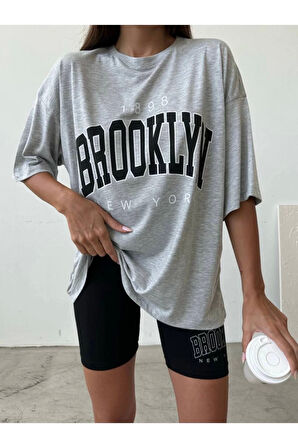 Oversize Brooklyn Tshirt Tayt Şort Takım