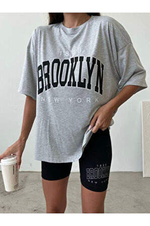 Oversize Brooklyn Tshirt Tayt Şort Takım