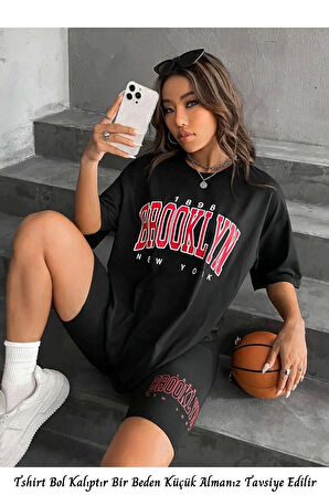 Brooklyn Oversize Tshirt Tayt Şort Takım