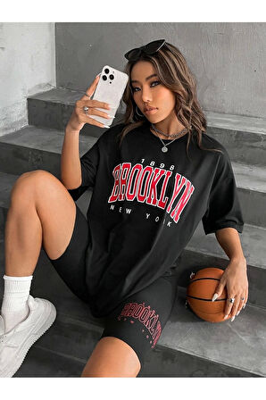 Brooklyn Oversize Tshirt Tayt Şort Takım