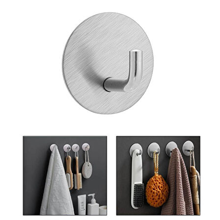 Microcase  Yapışkanlı  Paslanmaz Çelik Banyo Mutfak Eşya Havlu Vb Metal Askılık Yuvarlak Tasarım - SİYAH AL4935 1 Adet