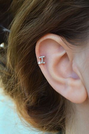 I Harfi Piercing Gümüş Renkli Harf Piercing I