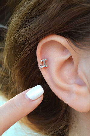 I Harfi Piercing Gümüş Renkli Harf Piercing I