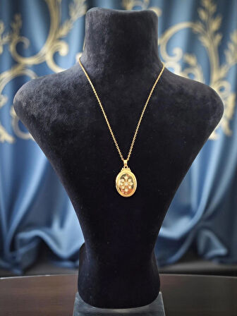 VividCharm Çelik Kapaklı Kolye Zirkon Taşlı