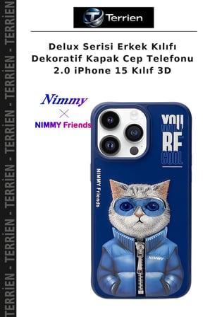 Delux Serisi Erkek Kılıfı Dekoratif Kapak Cep Telefonu 2.0 iPhone 15 Kılıf 3D