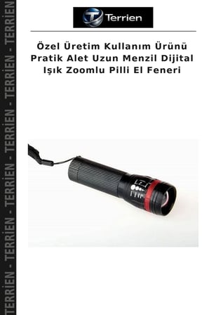 Özel Üretim Kullanım Ürünü Pratik Alet Uzun Menzil Dijital Işık Zoomlu Pilli El Feneri