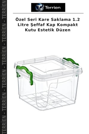 Özel Seri Kare Saklama 1.2 Litre Şeffaf Kap Kompakt Kutu Estetik Düzen