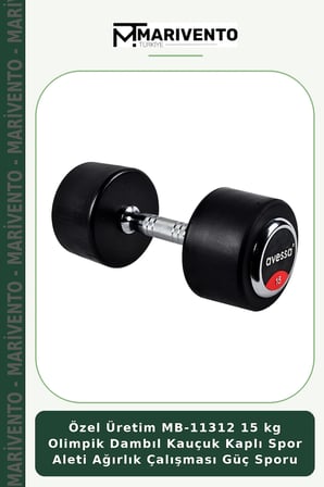 Özel Üretim MB-11312 15 kg Olimpik Dambıl Kauçuk Kaplı Spor Aleti Ağırlık Çalışması Güç Sporu
