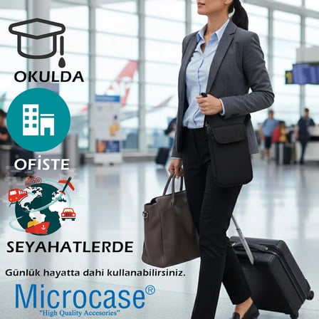 Microcase 2in1 Stylus Dokunmatik Kalem Kılıfı + Çok Gözlü Organizer Çanta AL5393