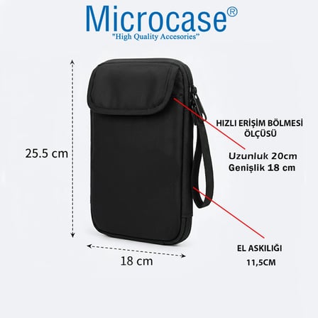 Microcase 2in1 Stylus Dokunmatik Kalem Kılıfı + Çok Gözlü Organizer Çanta AL5393