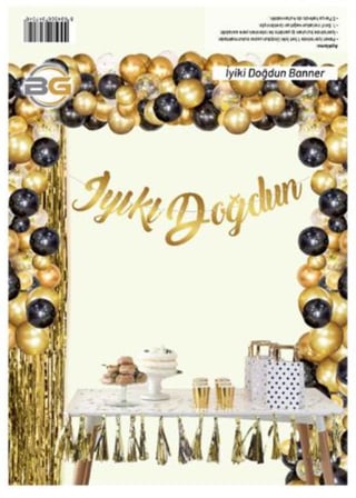 Premium KALİGRAFİ İYİKİ DOĞDUN GOLD BANNER Parti Konsepti Özel Gün Doğum Günü
