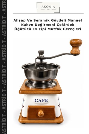Ahşap Ve Seramik Gövdeli Manuel Kahve Değirmeni Çekirdek Öğütücü Ev Tipi Mutfak Gereçleri