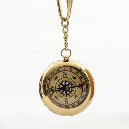 Premium Şık Aksesuar Seyahat Aksesuarı Pirinç Pusula Anahtarlık 15757