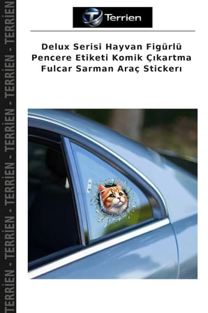 Delux Serisi Hayvan Figürlü Pencere Etiketi Komik Çıkartma Fulcar Sarman Araç Stickerı