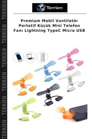 Premium Mobil Vantilatör Portatif Küçük Mini Telefon Fanı Lightning TypeC Micro USB