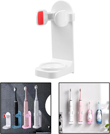Microcase Yapışkanlı Duvara Monte Şarjlı Diş Fırçası Tutucu Stand - BEYAZ AL4802