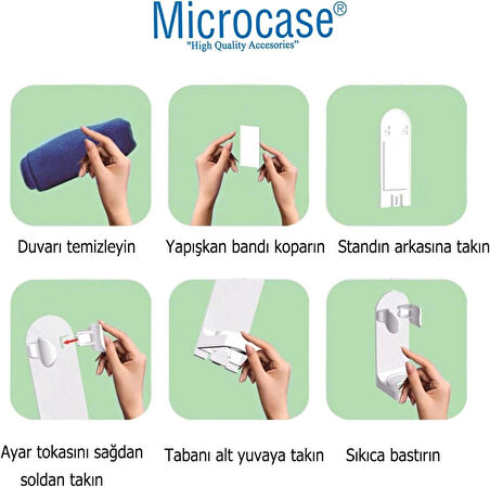 Microcase Yapışkanlı Duvara Monte Şarjlı Diş Fırçası Tutucu Stand - BEYAZ AL4802