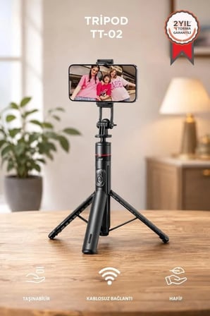Özel Seri Otomatik Destek Yayın Tripod Mıknatıslı Kumandalı 1.75 Cm TT02 Siyah