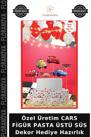 Özel Üretim CARS FİGÜR PASTA ÜSTÜ SÜS Dekor Hediye Hazırlık