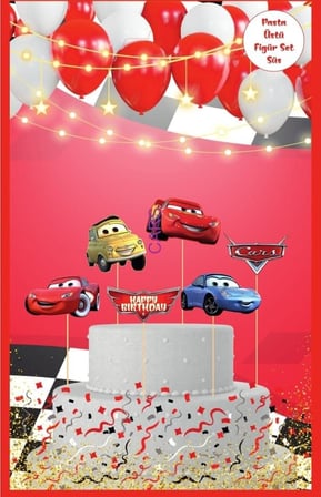 Özel Üretim CARS FİGÜR PASTA ÜSTÜ SÜS Dekor Hediye Hazırlık