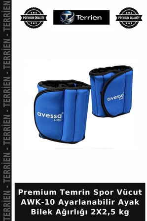 Premium Temrin Spor Vücut AWK-10 Ayarlanabilir Ayak Bilek Ağırlığı 2X2,5 kg
