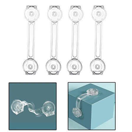 Microcase Plastik Kendinden Yapışkanlı Bebek Eşya Pencere Dolap Kapı Çekmece Kilidi - AL4538 4 Adet Şeffaf