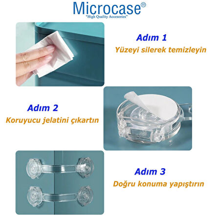 Microcase Plastik Kendinden Yapışkanlı Bebek Eşya Pencere Dolap Kapı Çekmece Kilidi - AL4538 4 Adet Şeffaf